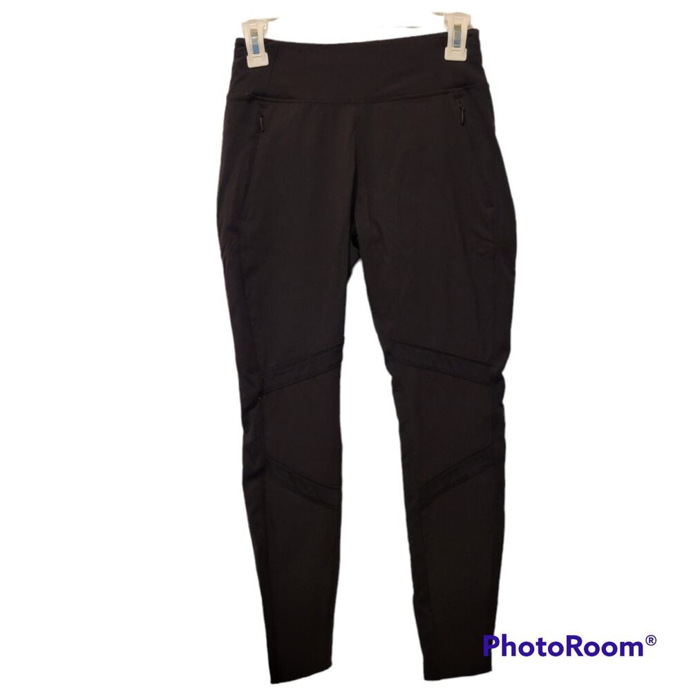Athleta Highline Hybrid Summiter Legging Performance Black Slanted Stripes 4P